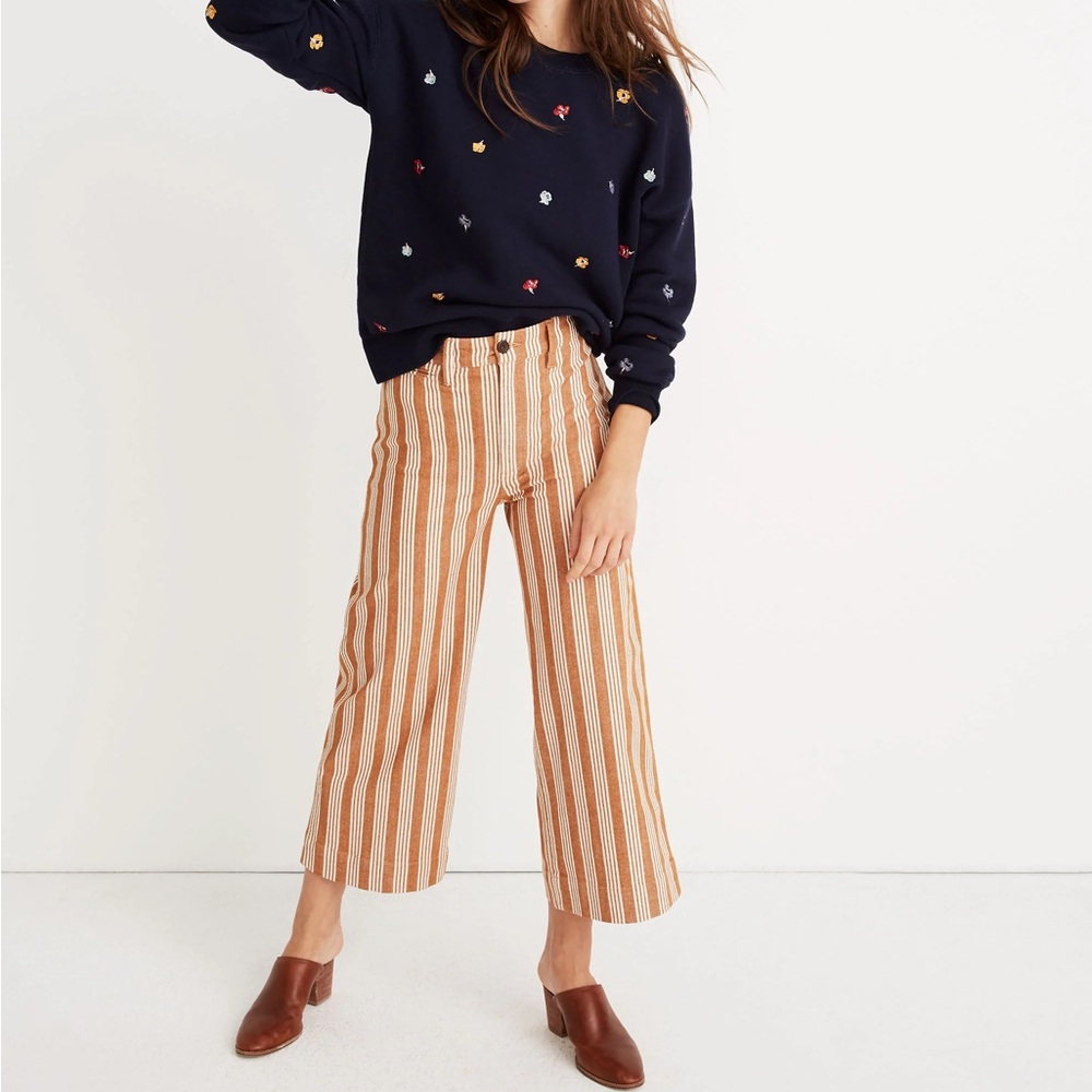 Madewell Emmett Striped Wide-Leg Crop Pants